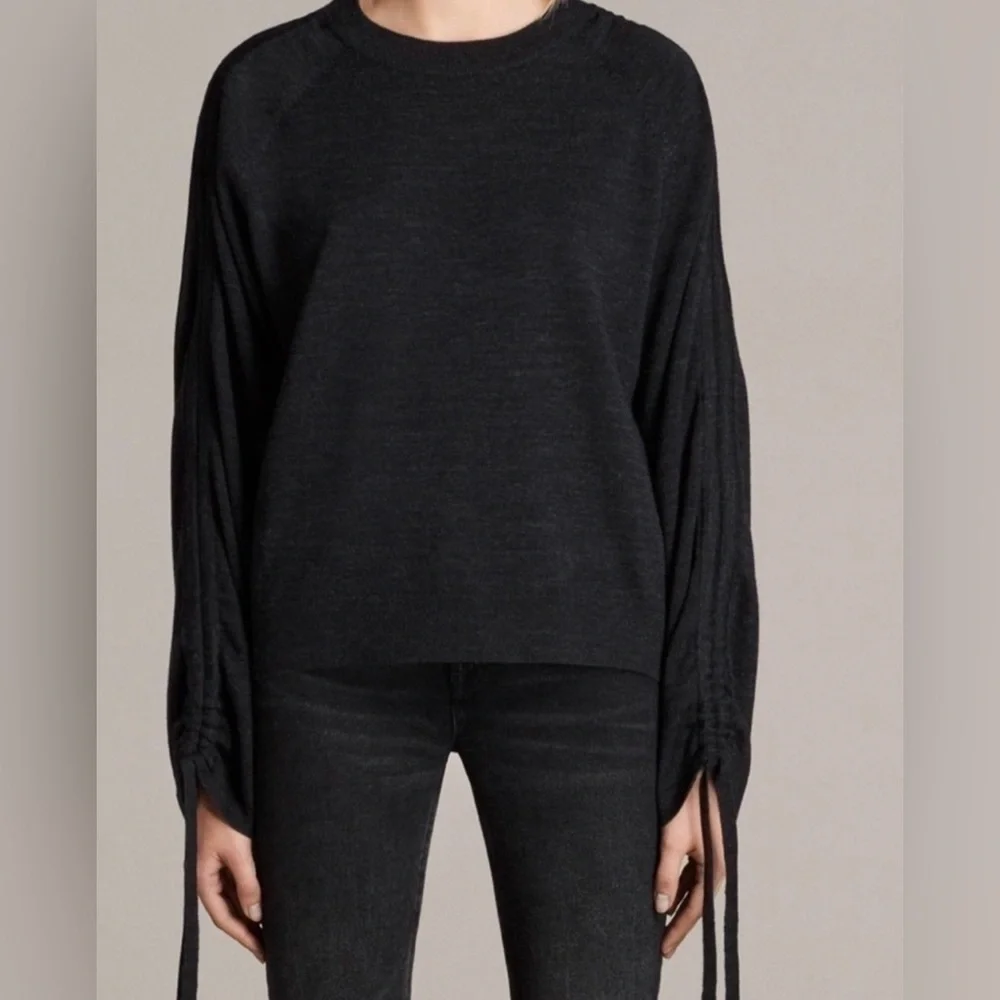 All Saints Charcoal Gray Merino Wool Ero Jumper Sweater